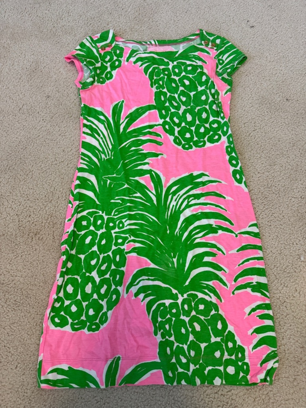 Lilly Pulitzer Pink and Green Pineapple Print Shift Dress